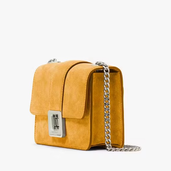 Kate Spade NWT Phoebe Suede Turnlock Mini Flap Crossbody - Squash Blossom‎ - Picture 3 of 5